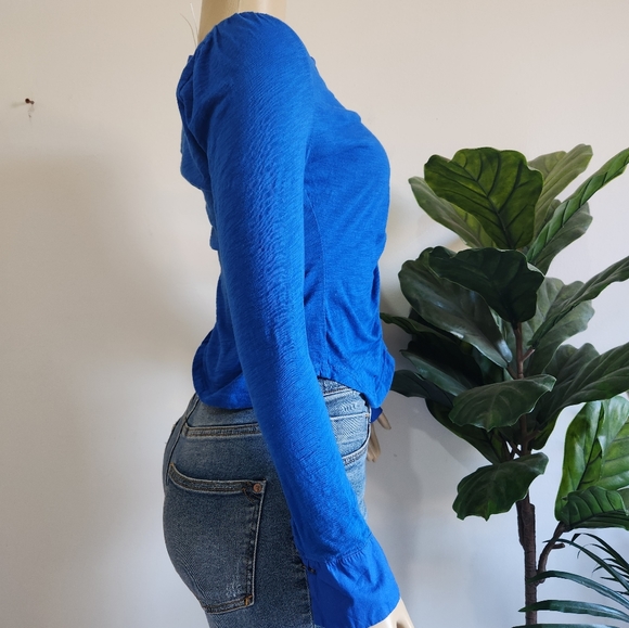 Anthropologie Shirred Top Women King Blue Color Size S - Picture 6 of 12